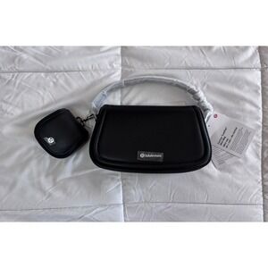 New LULULEMON CACTUS Black Leather Mini Crossbody Bag & Air Pods Holder NWT